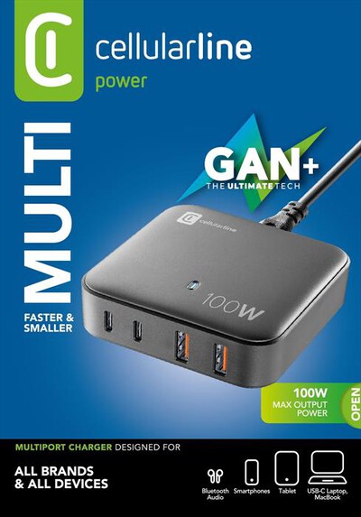CELLULARLINE - Caricatore da rete ACHUSBGAN4PD100WK-Nero