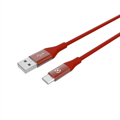 CELLY - USBTYPECCOLORRD CAVO USB-C COLORE ROSSO-Rosso/Silicone