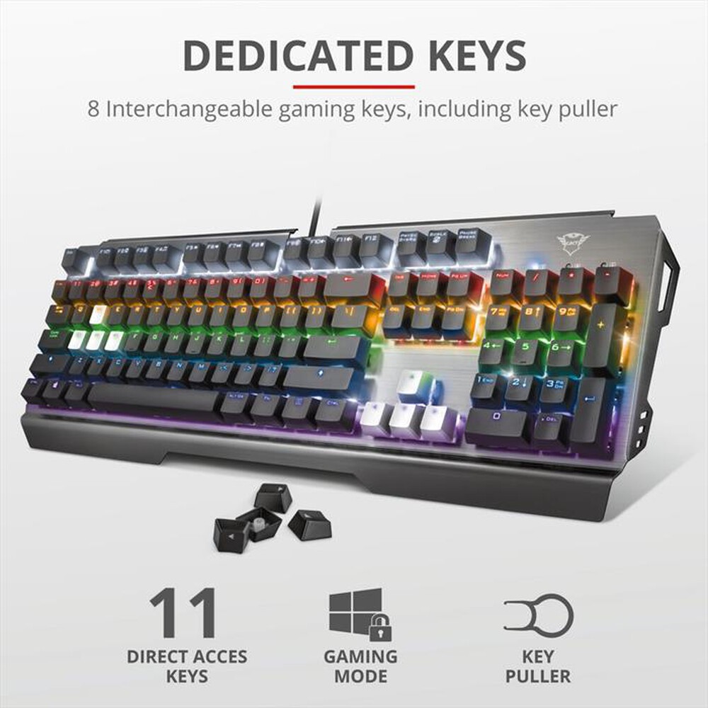 "TRUST - GXT877 SCARR MECHANICAL KEYBOARD IT-Black/RGB"