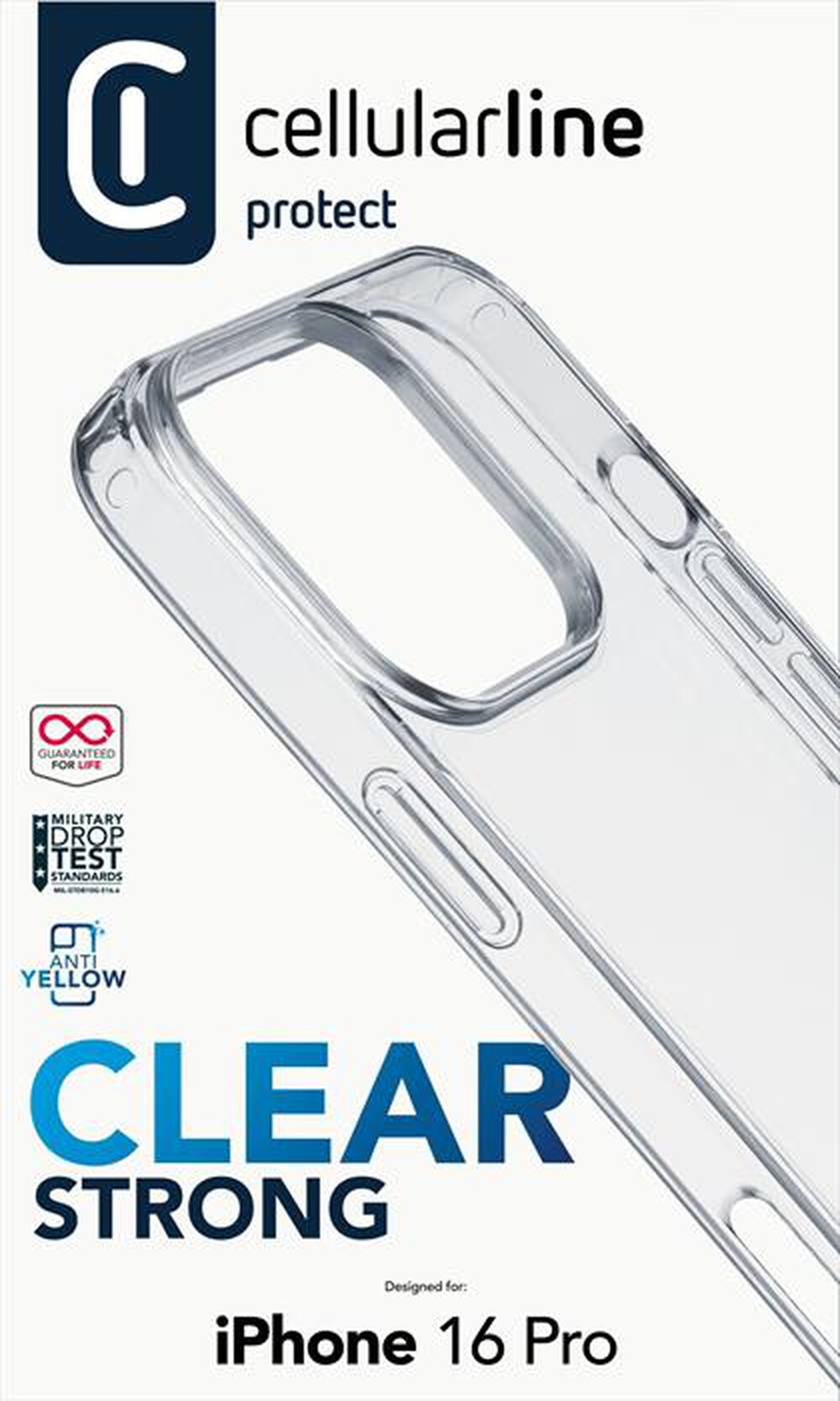Immagine del prodotto CELLULARLINE - Cover CLEAR STRONG per iPhone 16 Pro-Transparent