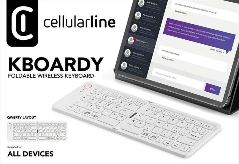 Immagine del prodotto CELLULARLINE - Tastiera Wireless BTKEYBOARDYW-Bianco