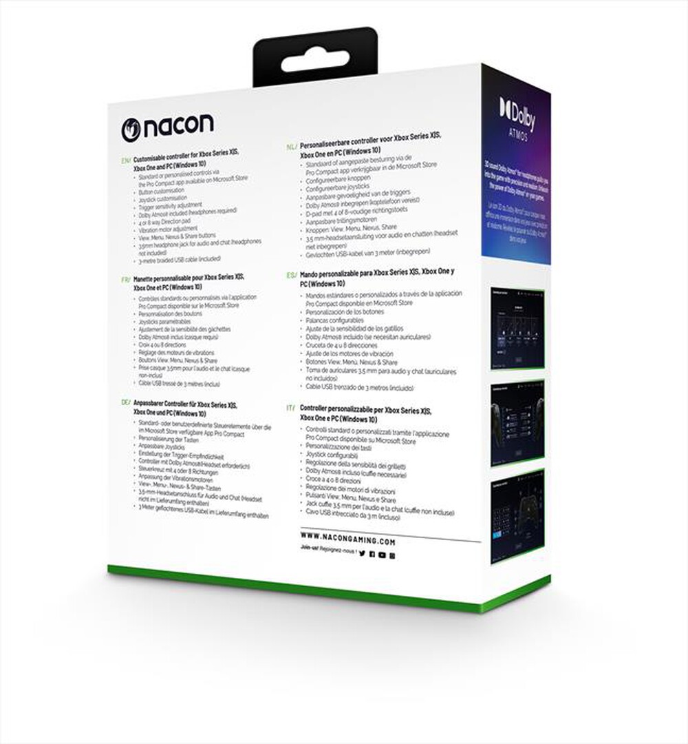 "NACON - PRO COMPACT CONTROLLER LICENZA UFFICIALE XBOX-Bianco"