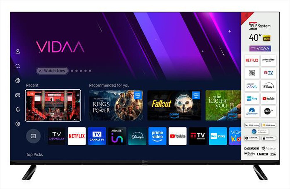 Immagine del prodotto TELESYSTEM - Smart TV LED FHD 40" 40LX SMV15-BLACK