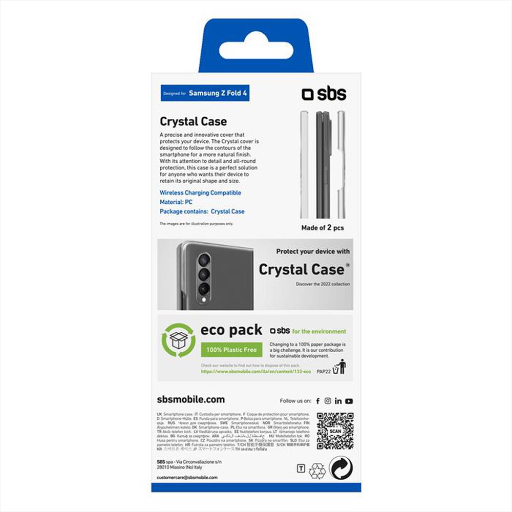 "SBS - Cover TECOVSAZFOLD4 per Samsung Z Fold 4-Trasparente"