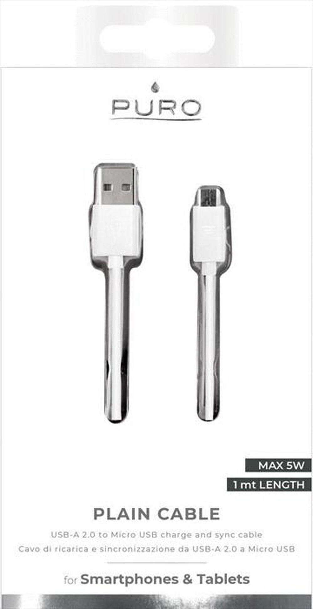 "PURO - MICROUSCABLE2 Cavo MIcro USB 2.0-Bianco"