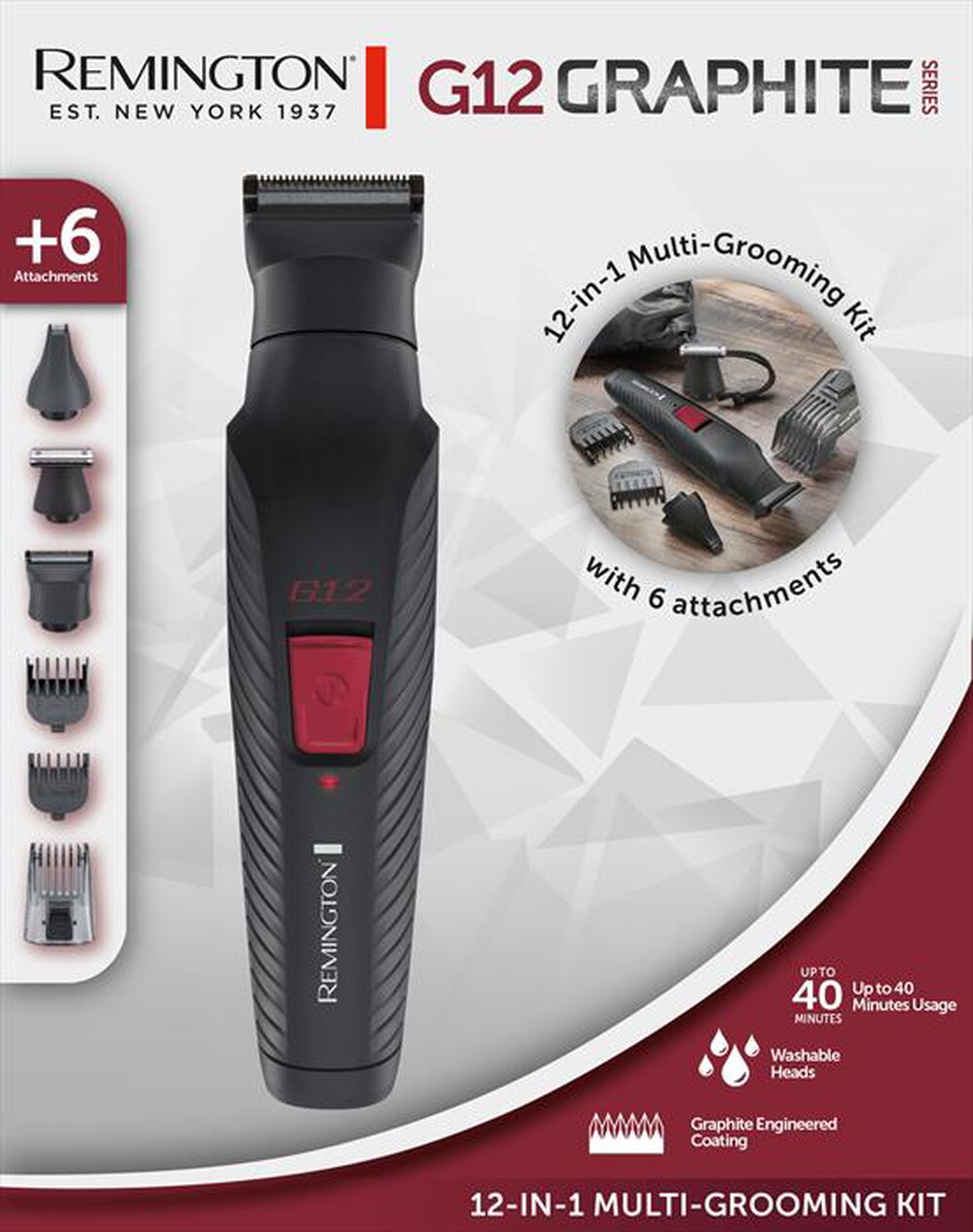 "REMINGTON - Regolabarba PG2120-NERO/ROSSO"