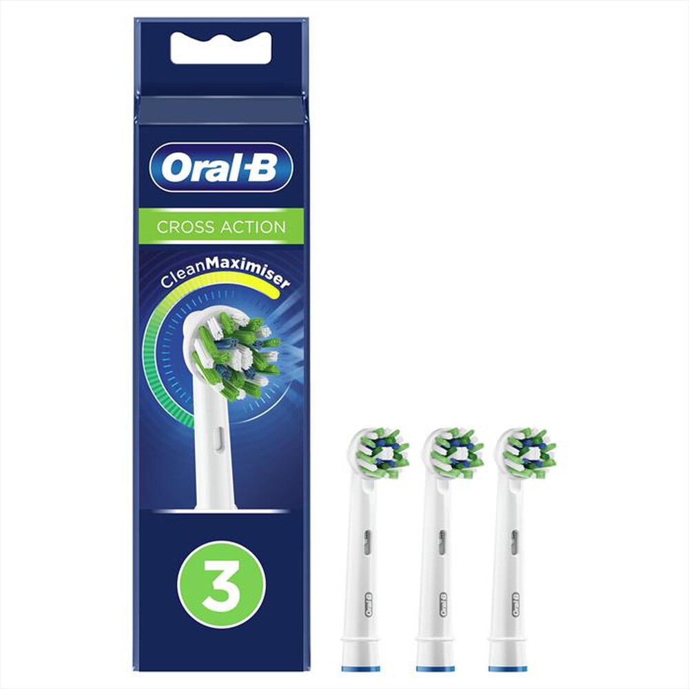 "ORAL-B - Testine Crossaction Con CleanMaximiser, 3 Pezzi-Bianco"