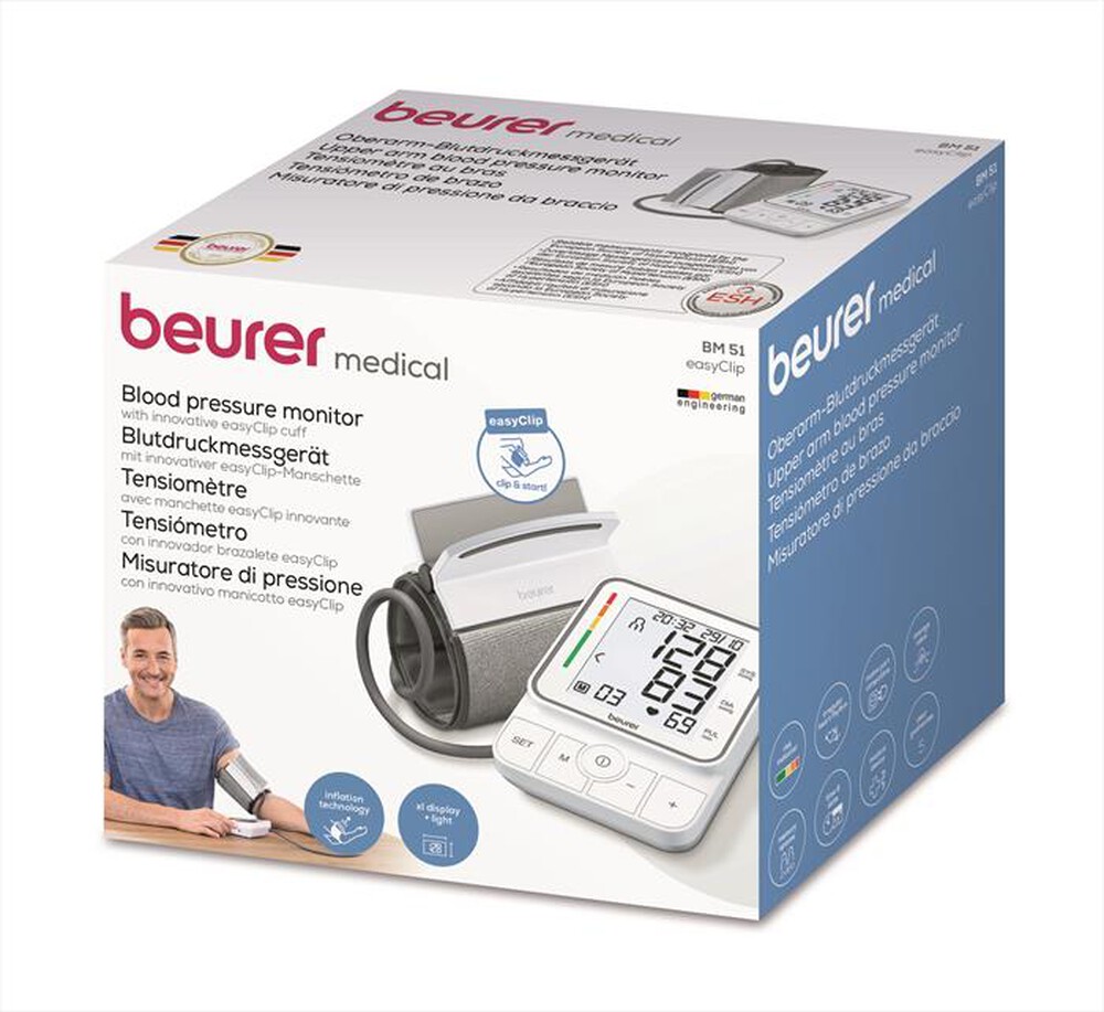 "BEURER - BM 51 easy Clip Misuratore di Pressione da braccio-Bianco"