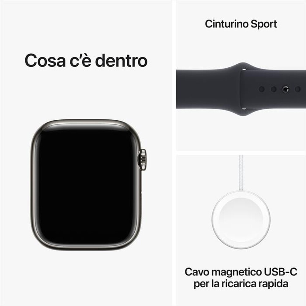 "APPLE - Watch Series 9 GPS + Cellular Cassa 45mm - S/M-Band Mezzanotte"