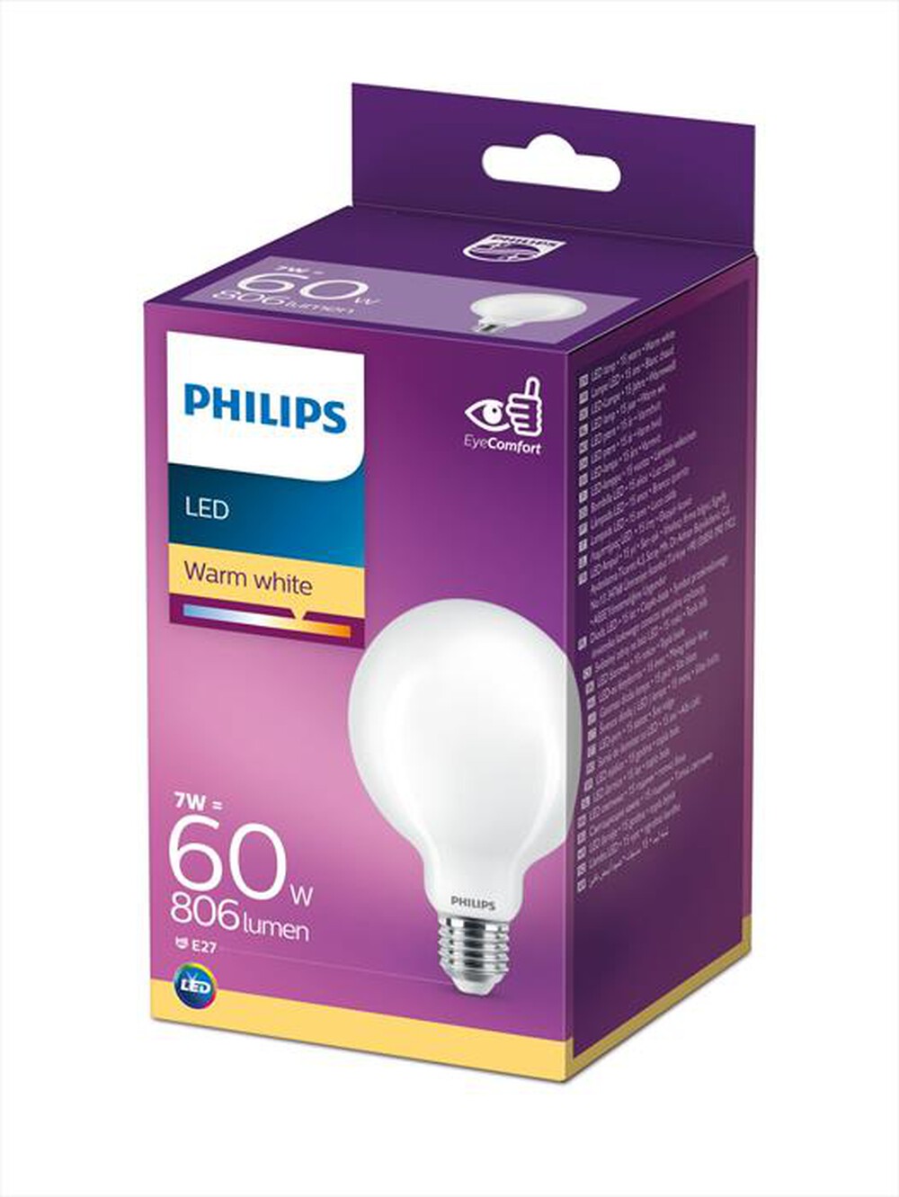 "PHILIPS - LED LAMPADINA 7 W 60 W E27 LUCE BIANCA CALDA"