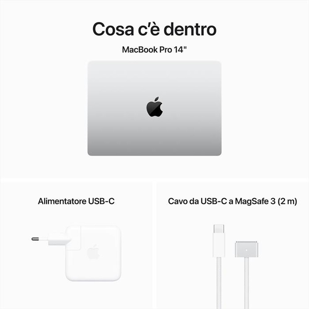 "APPLE - MACBOOK PRO 14'' M3 CORE 8 CPU 10 GPU 512GB-Argento"