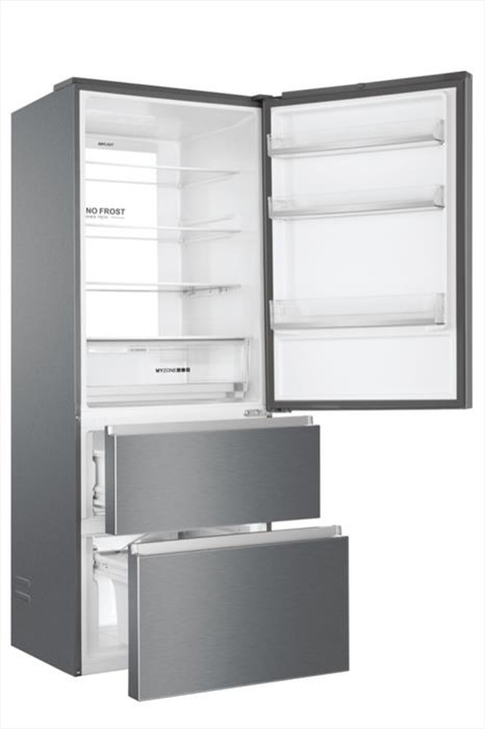 "HAIER - Frigorifero combinato HTOPMNE7193 Classe E 450 lt-Platino, Stainless steel"