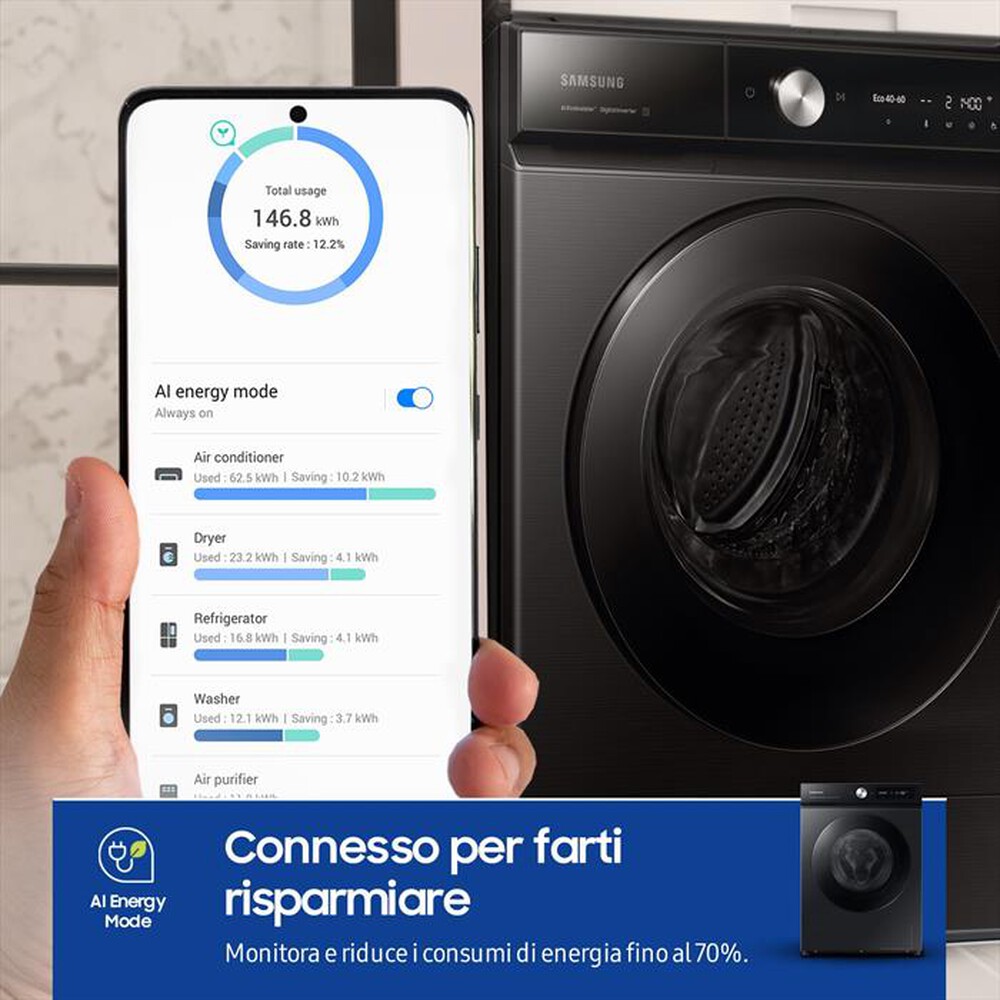 "SAMSUNG - Lavatrice WW11DB7B94GBU3 11 Kg Classe A-NERO"