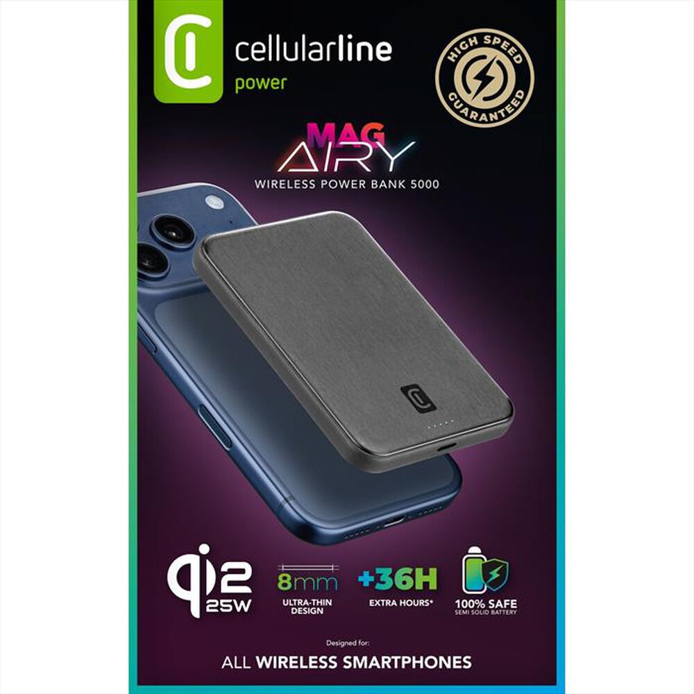 Immagine del prodotto CELLULARLINE - Power Bank MAG AIRY 5.000 QI2 25W-Nero
