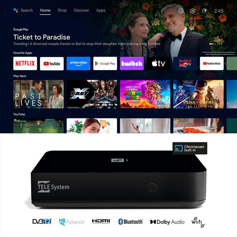 Immagine del prodotto TELESYSTEM - RICEV.DIGIT. IP UP1 ANDROIDTV DVB-T2-BLACK