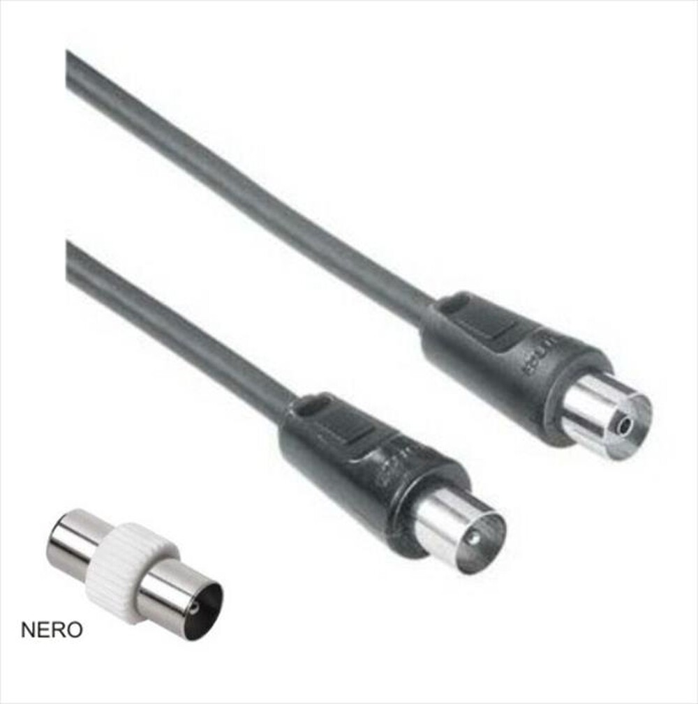 "HAMA - Cavo antenna M/F con adattatore M/M 1,5MT 75dB - NERO"