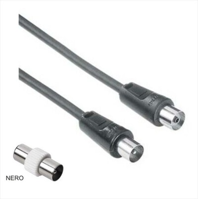 HAMA - Cavo antenna M/F con adattatore M/M 1,5MT 75dB - NERO