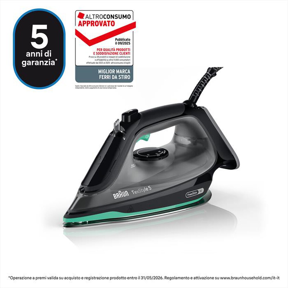 BRAUN - FERRO A VAPORE TEXSTYLE 5 SI5277GR-Nero-verde