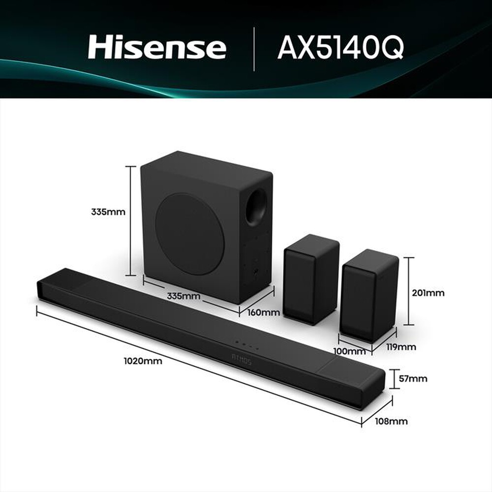 Immagine del prodotto HISENSE - Soundbar 600W + Subwoofer 280W AX5140Q-NERO