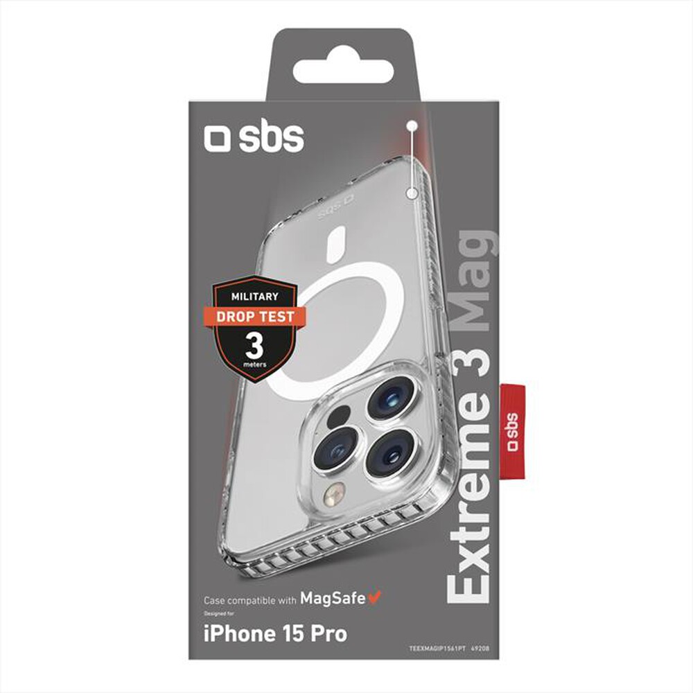"SBS - Cover Extreme 3 Mag TEEXMAGIP1561PT iPhone 15 Pro-Trasparente"