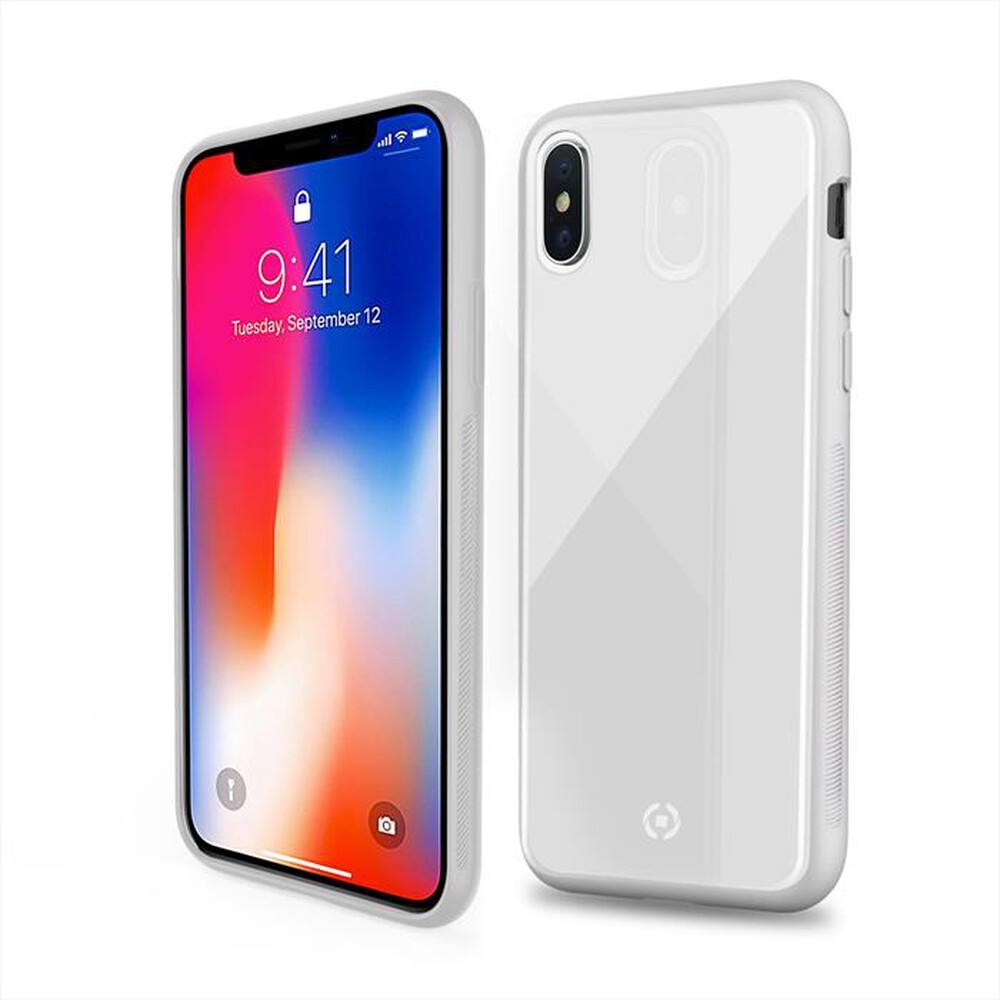 "CELLY - COVER PER IPHONE X-Bianco/Vetro temperato+TPU"