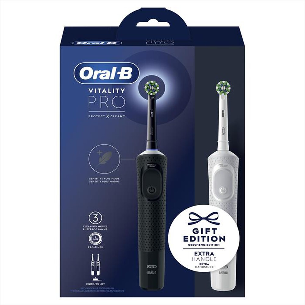 "ORAL-B - Spazzolino elettrico ricaricabile VITALITY PRO BIA-Bianco e Nero"