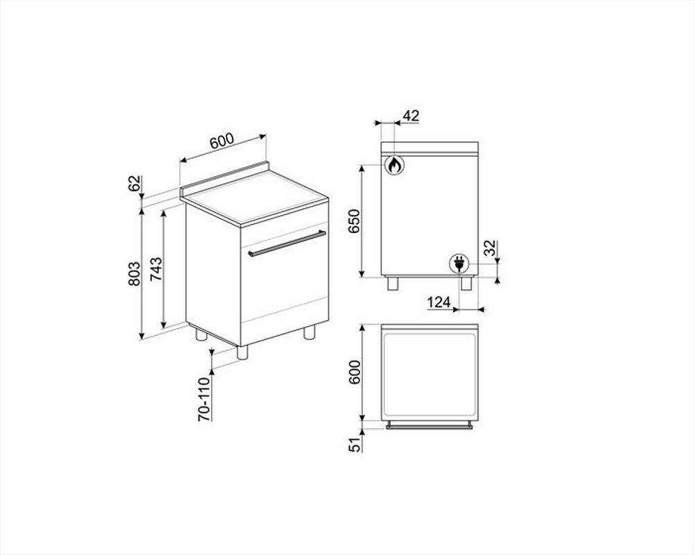 "SMEG - Cucina B61GMX2 Classe A-Inox"
