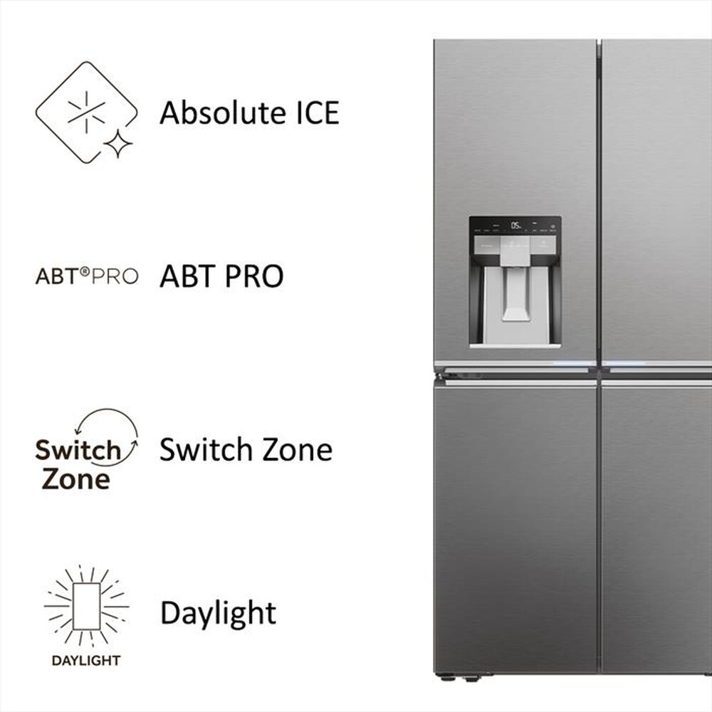 Immagine del prodotto HAIER - Frigorifero side by side HCR7918EIMP ClasseE 601lt-Platino, Acciaio inossidabile