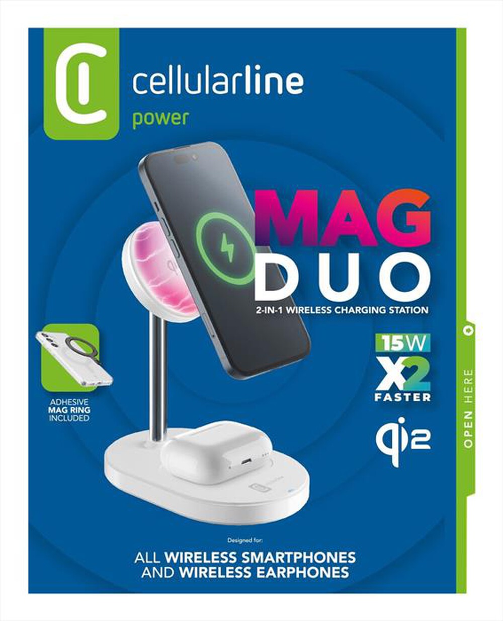Immagine del prodotto CELLULARLINE - MAG DUO Station di ricarica wireless-Bianco