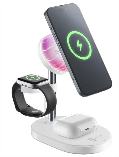 CELLULARLINE - Station di ricarica wireless magnetica MAG TRIO-Bianco