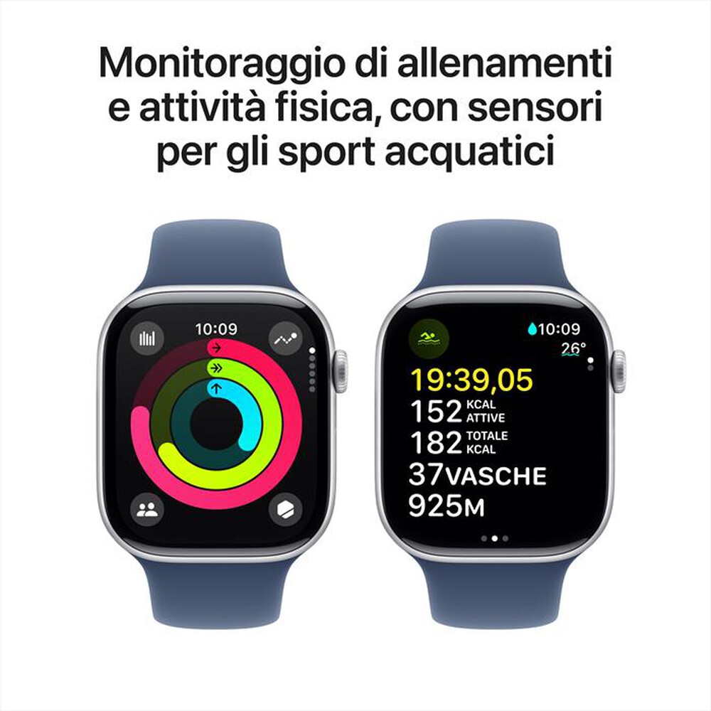 "APPLE - Watch Series 10 GPS 46mm Alluminio-Argento - Sport Band Denim S/M"