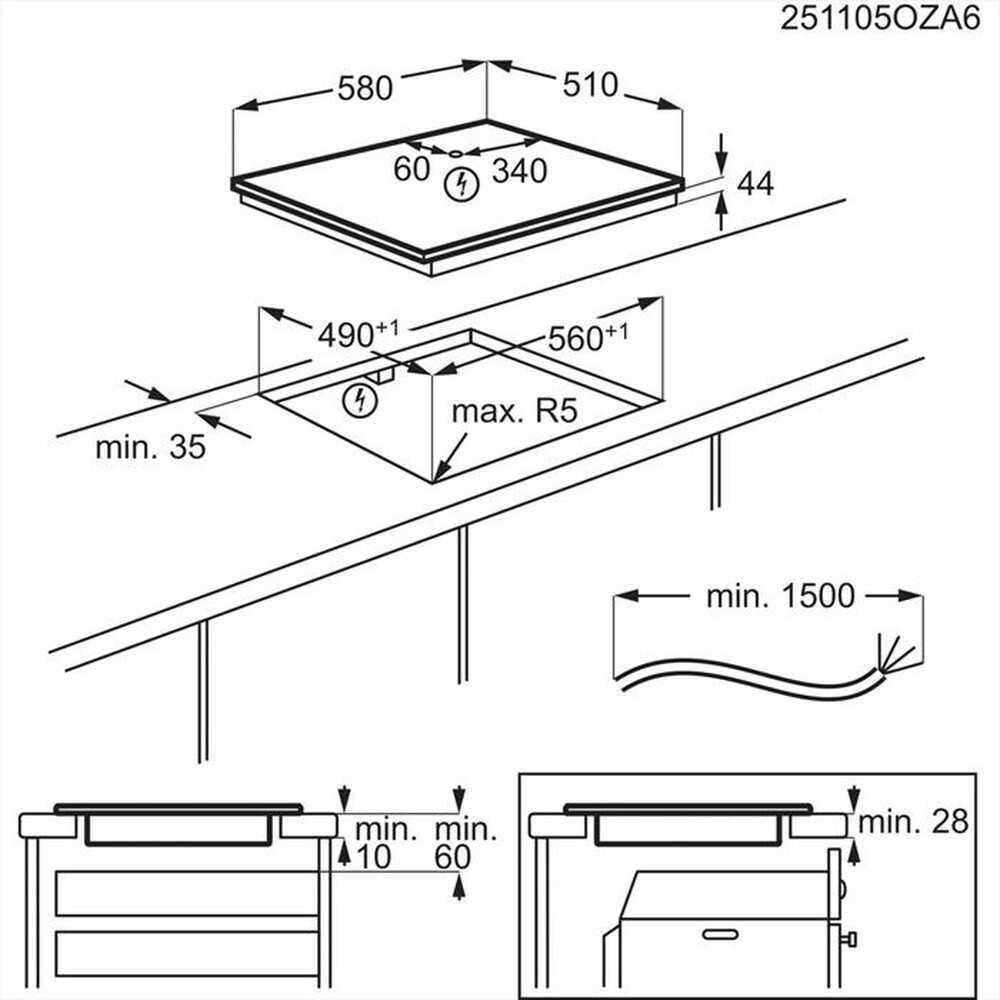 Immagine del prodotto AEG - Piano cottura elettrico TI64IB30IZ 58 cm-Nero