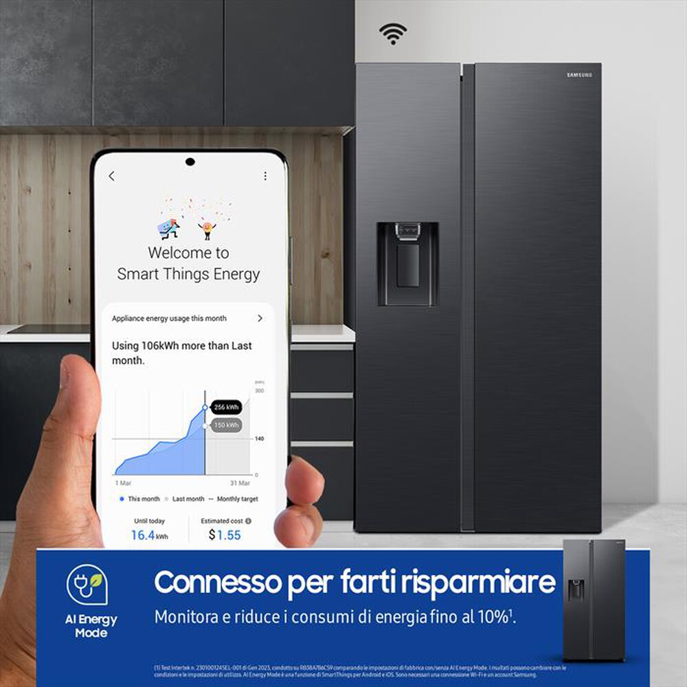 "SAMSUNG - Frigorifero side by side RS65DG54M3B1EF Classe E-Antracite"