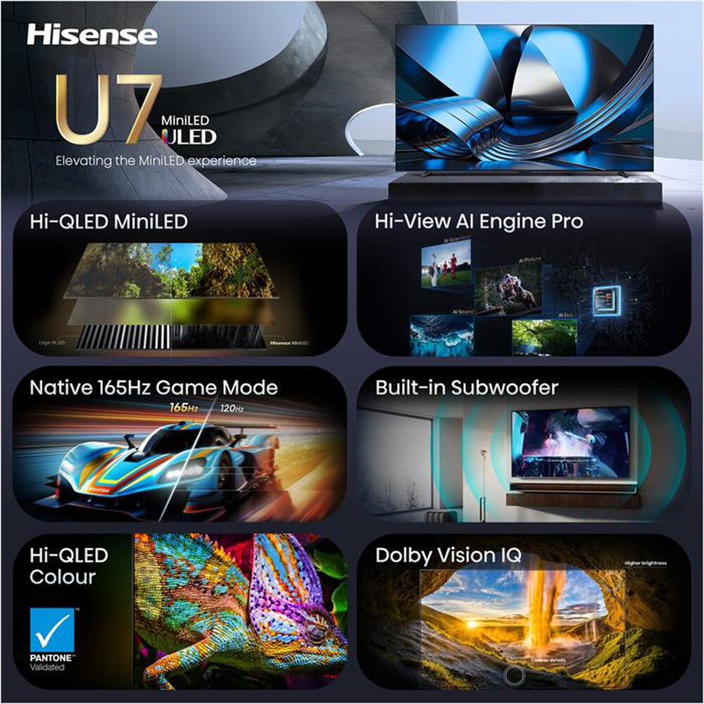 Immagine del prodotto HISENSE - Smart TV Mini LED 4K 100" 100U7SE-NERO