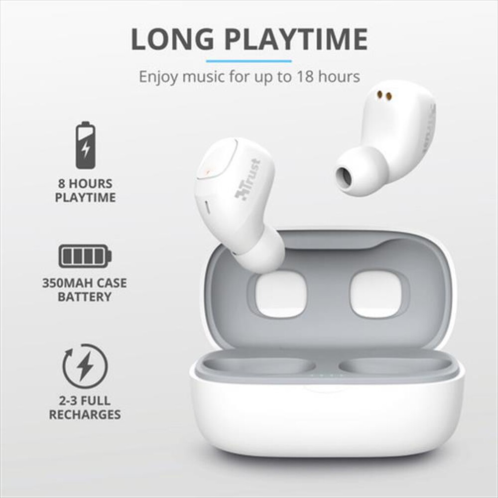"TRUST - NIKA COMPACT BLUETH EARPHONES-White"