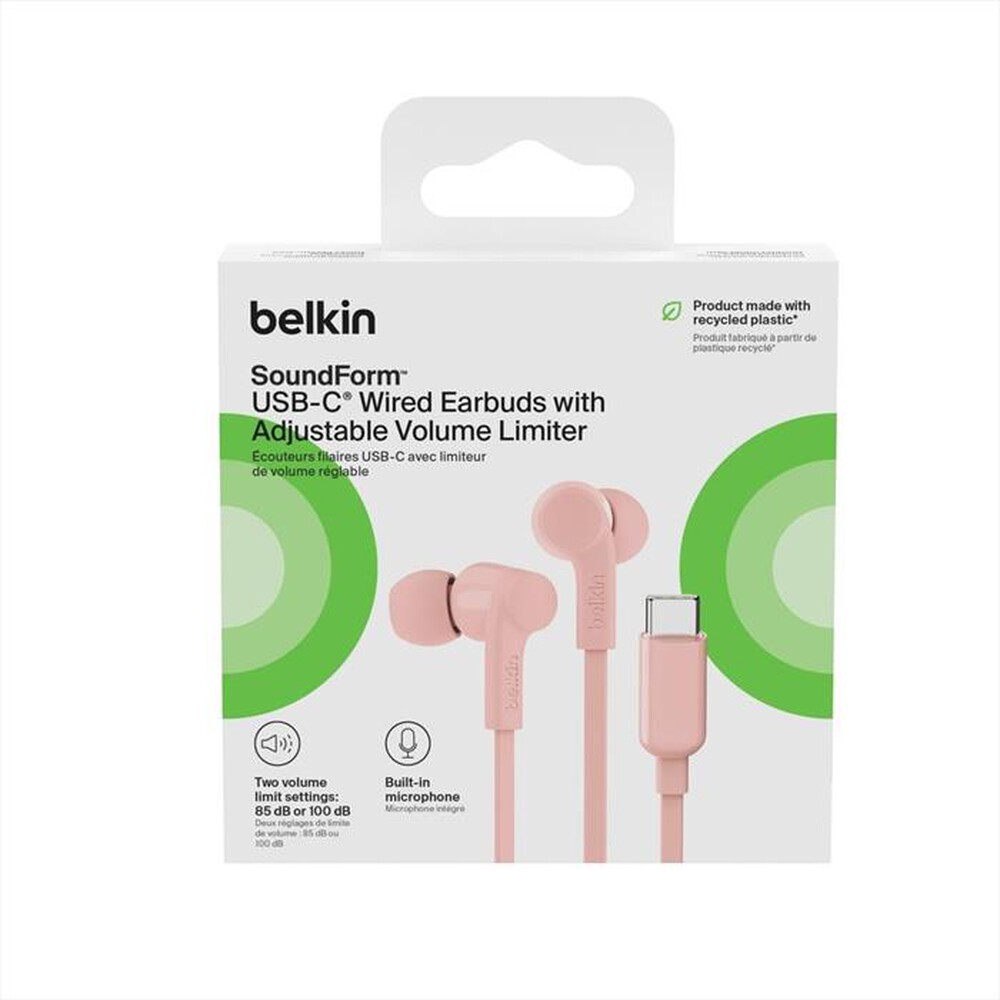 "BELKIN - USB-C EARBUDS W/ ADJUSTABLE VOLUME LIMITER-Rosa"