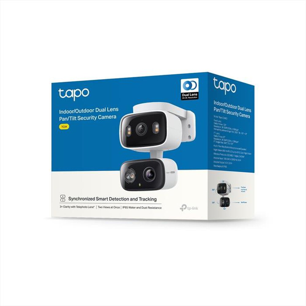 Immagine del prodotto TP-LINK - Telecamera Pan/Tilt 2K 3MP doppio obiettivo TC34-bianco