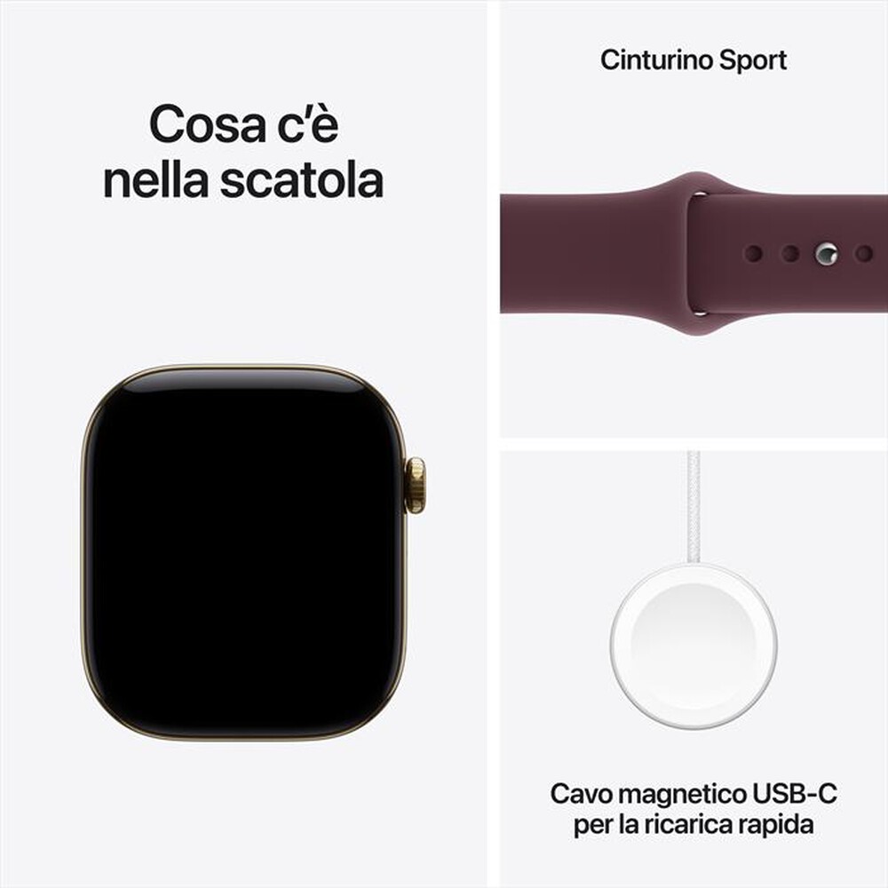 Immagine del prodotto APPLE - Watch Series 12 GPS + Cellular 46mm Titanio Oro-Sport Band Borgogna - M/L