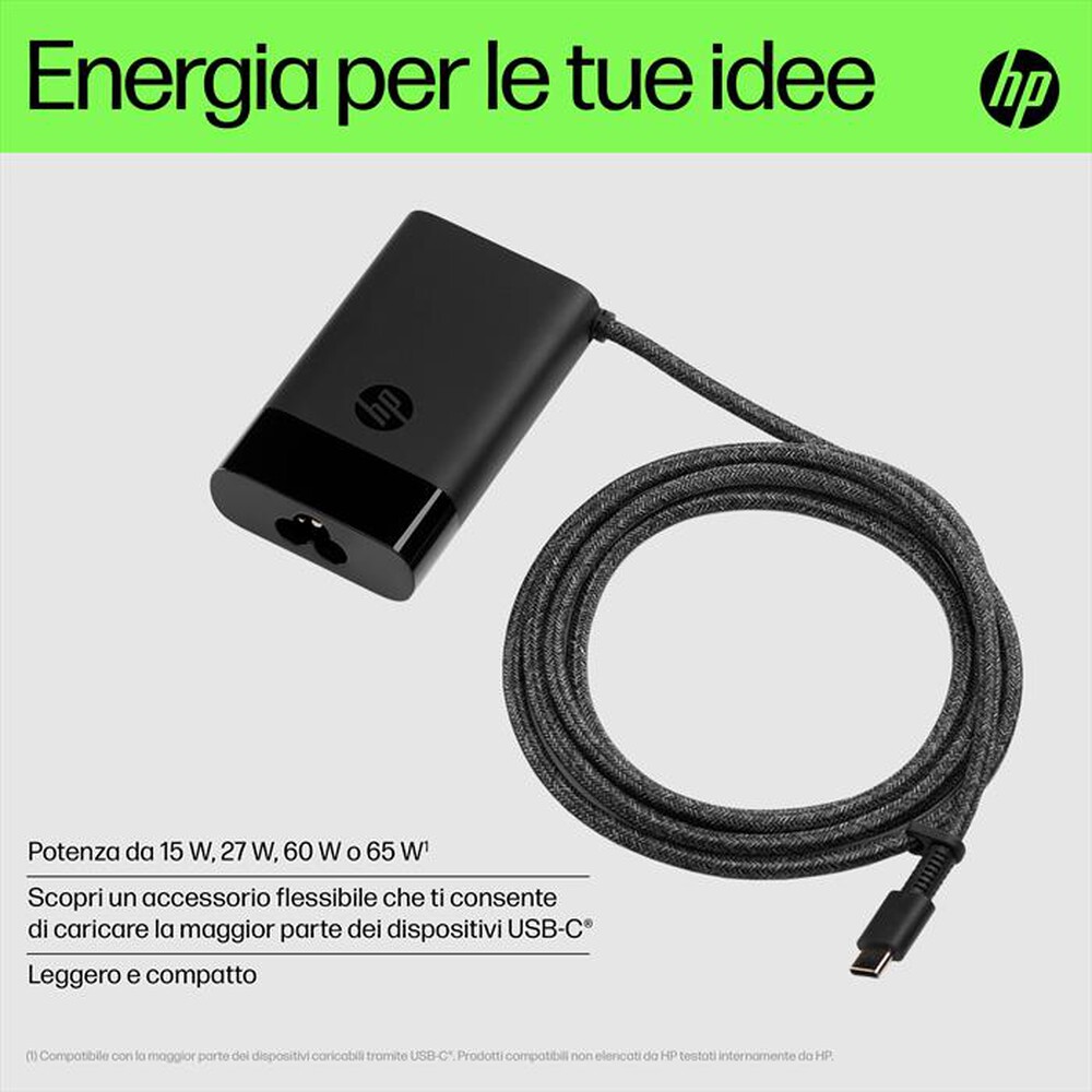 "HP - ALIMENTATORE USB-C DA 65 W-Nero"