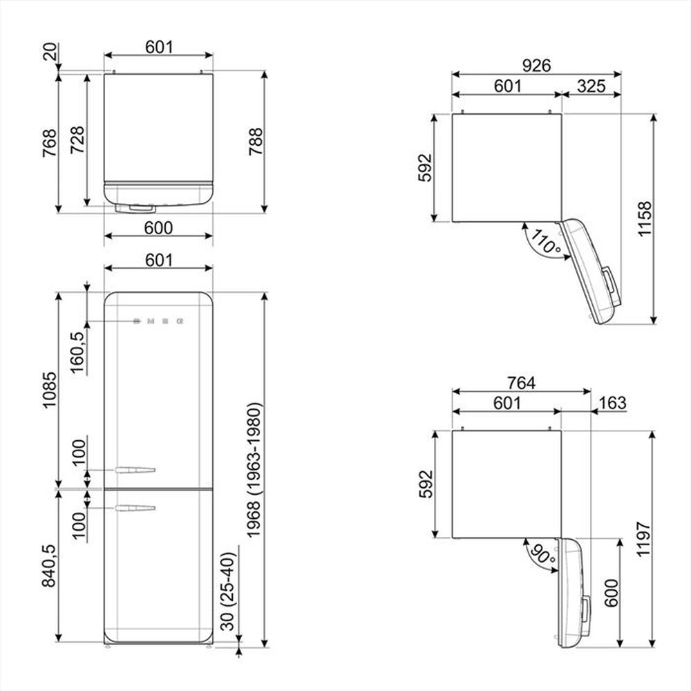 Immagine del prodotto SMEG - Frigorifero combinato FAB32RCR6 Classe C 331 lt-Panna
