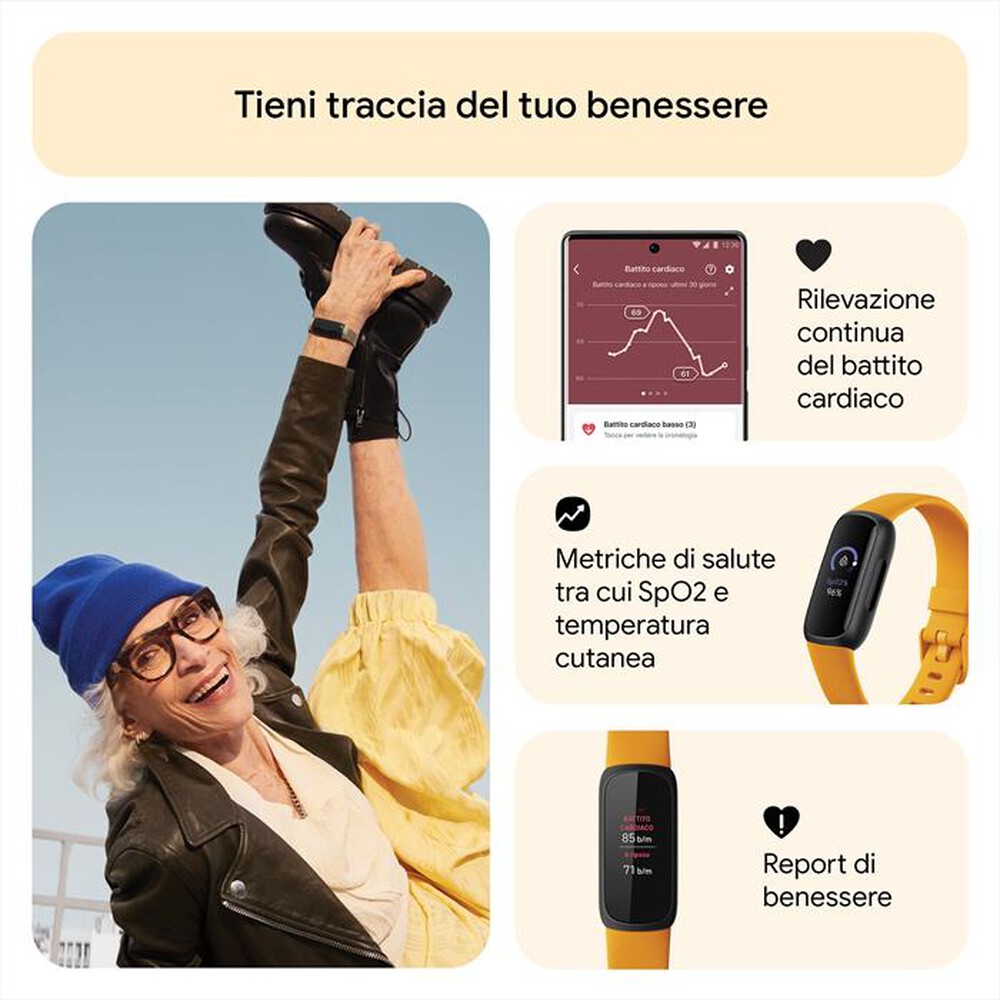 "FITBIT - INSPIRE 3 - FB424BKYW-nero/ giallo senape"