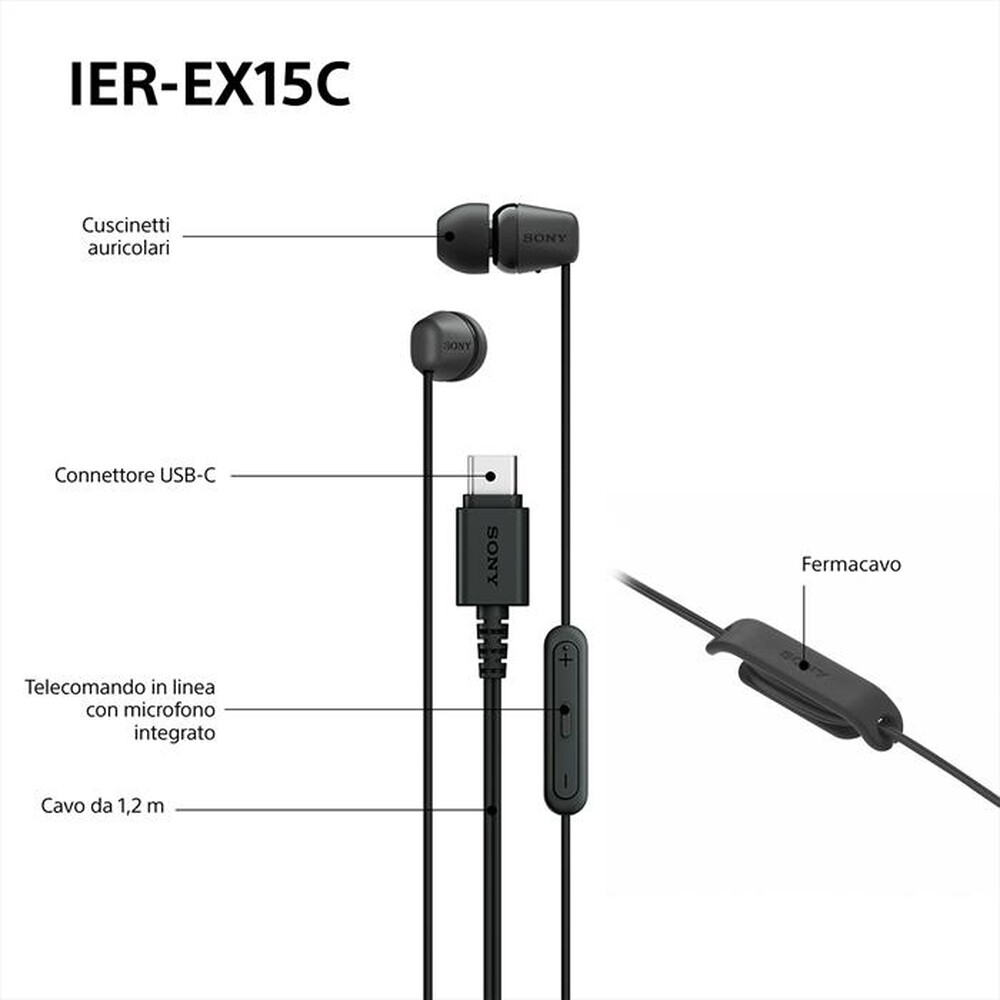 Immagine del prodotto SONY - Auricolari a cavo IEREX15CB.CE7-Nero