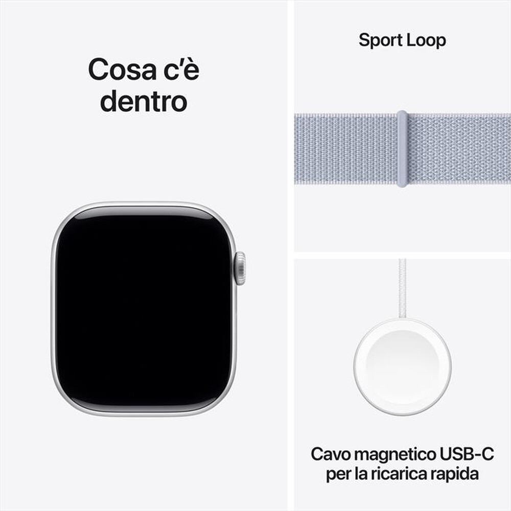Immagine del prodotto APPLE - Watch Series 10 GPS 46mm Alluminio-Argento - Sport Loop Blu Cloud