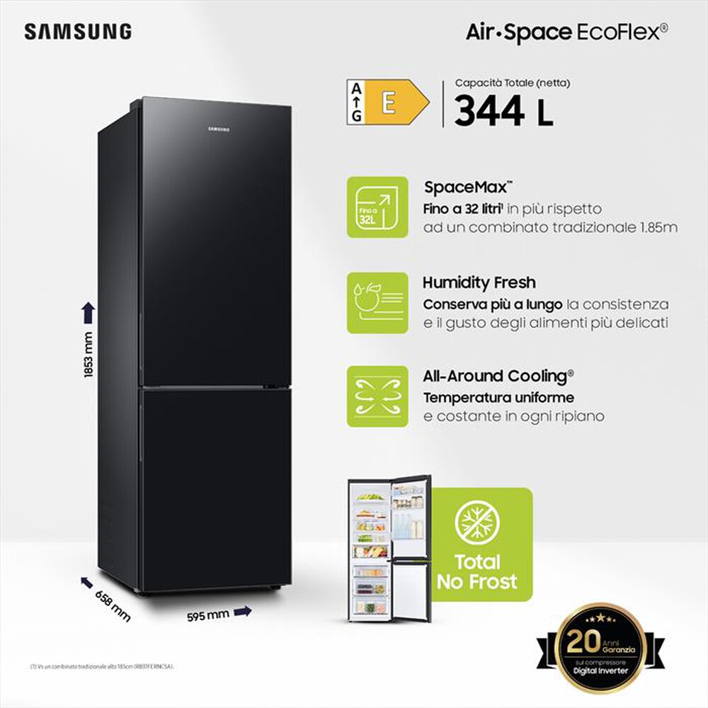 "SAMSUNG - Frigorifero combinato RB33B610EBN/EF ClasseE 344lt-New Empire Black"
