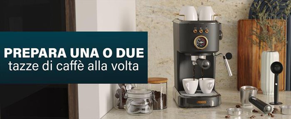 Immagine del prodotto PRINCESS - MACCHINA CAFFE' ESPRESSO 3 IN 1-Nero / Acciaio-Plastica