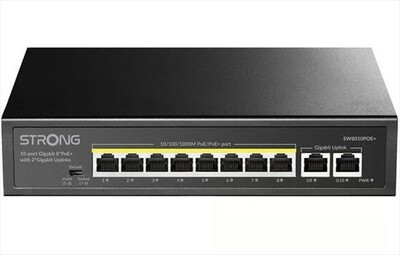STRONG - Switch Gigabit PoE+ a 10 porte 8P+2UPLINK ETHER-Nero