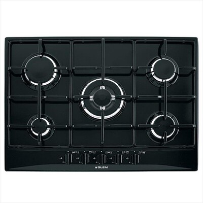 GLEM GAS - Piano cottura a gas GT755BK 5 fuochi 68,5cm-Nero