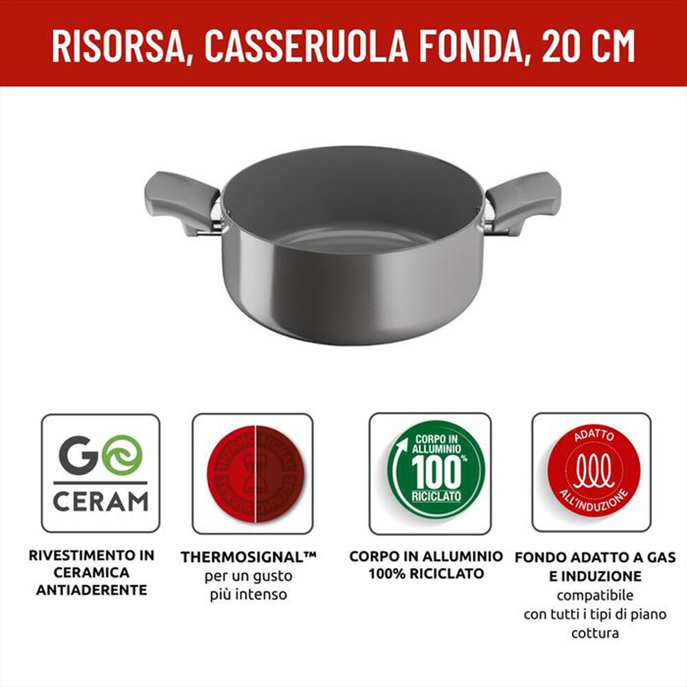Immagine del prodotto LAGOSTINA - Risorsa Casseruola fonda 2 maniglie cm 20-Grigio