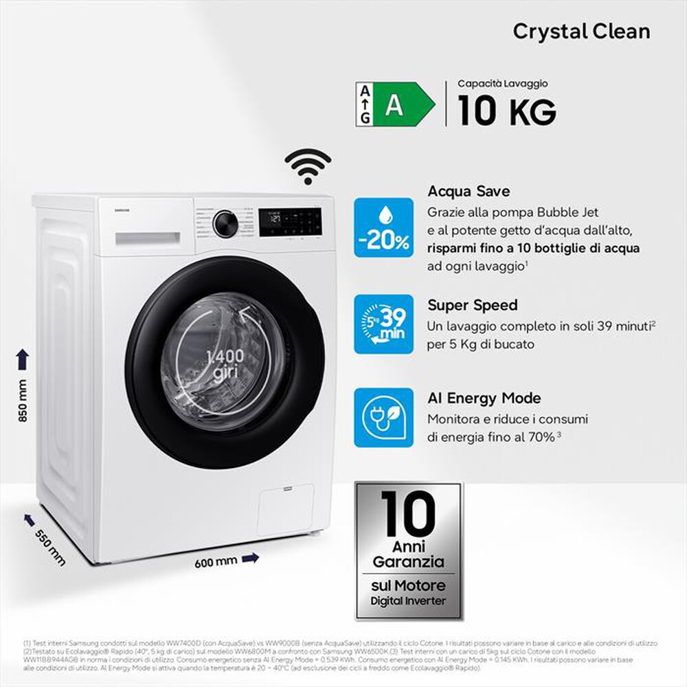 Immagine del prodotto SAMSUNG - Lavatrice WW10FG5U34AEET 10Kg Classe A-Bianco