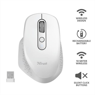 TRUST - OZAA RECHARGEABLE MOUSE-White